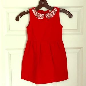 Crewcuts girls 4 red Peter Pan jewel collar dress